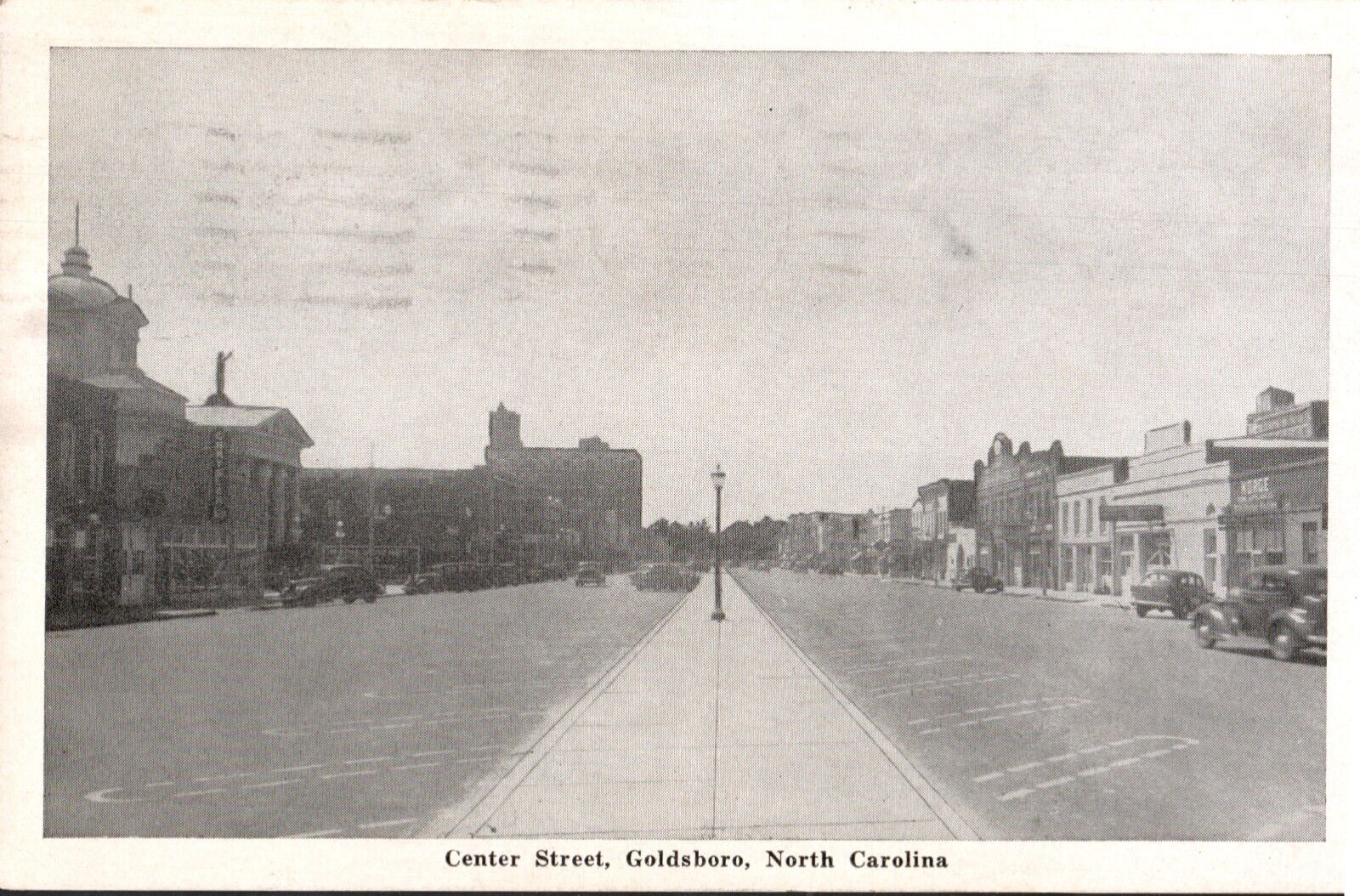 Posted Postcard Litho VTG Center Street Goldsboro North Carolina PM 1943