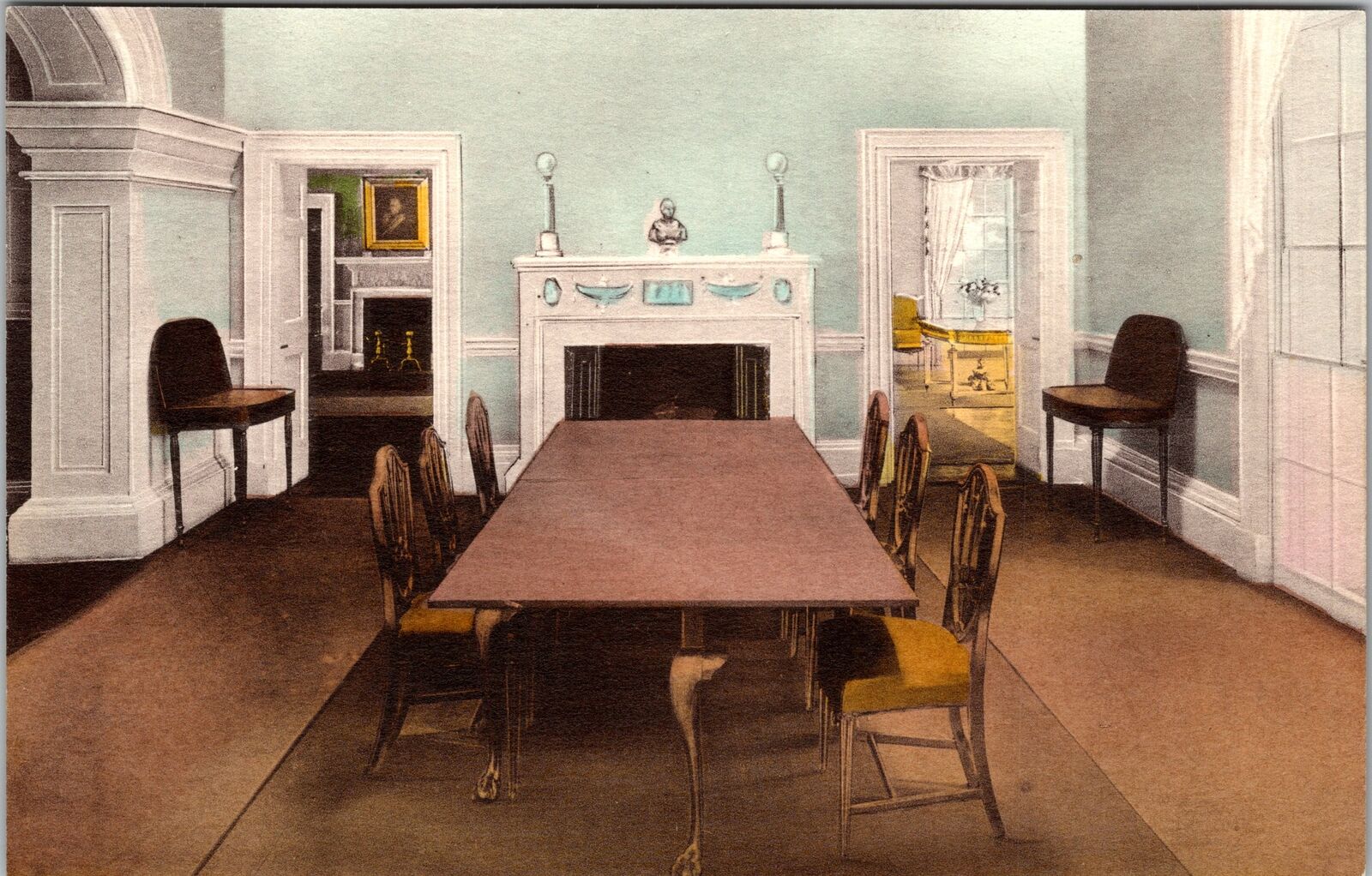 Charlottesville VA-Virginia, Monticello Dining Rm, Vintage Postcard