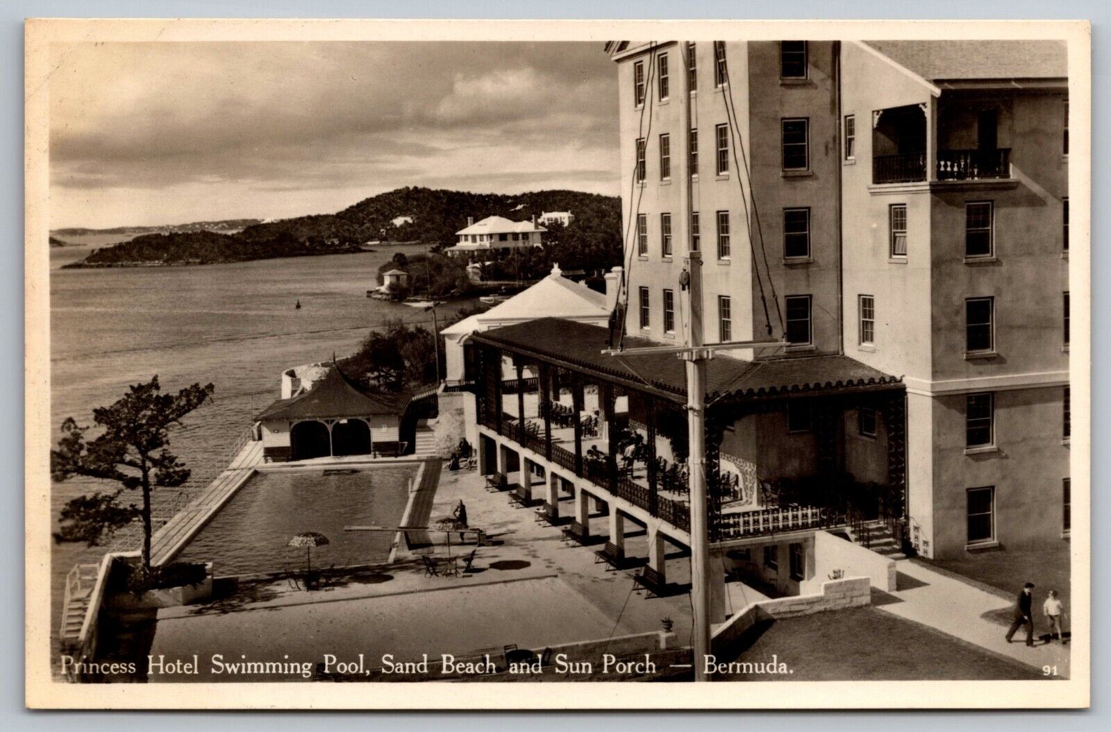 Princess Hotel Swimming Pool. Sand Beach & Sun Bermuda Real Photo Postcard. RPPC