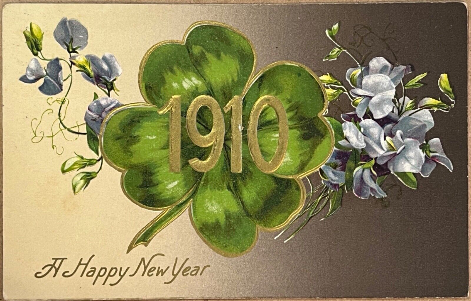 New Year Antique Embossed Postcard 1910