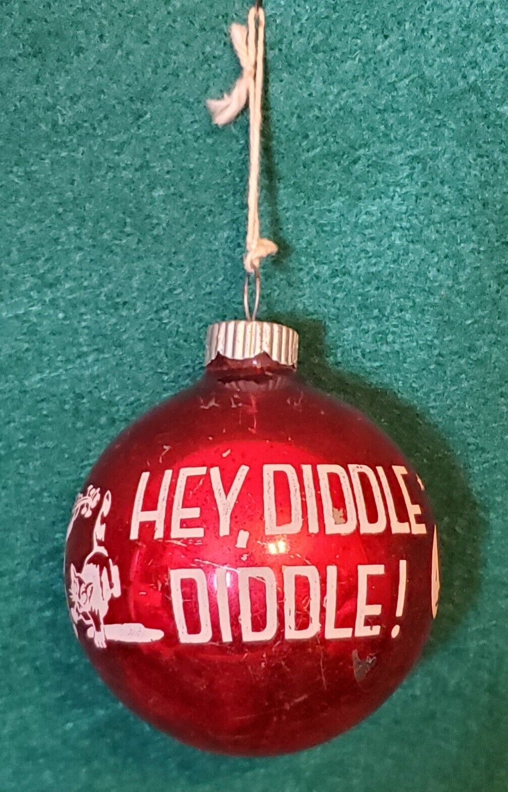 Vintage  Shiny Brite HEY DIDDLE DIDDLE Nursery  Rhyme  Christmas Ornament
