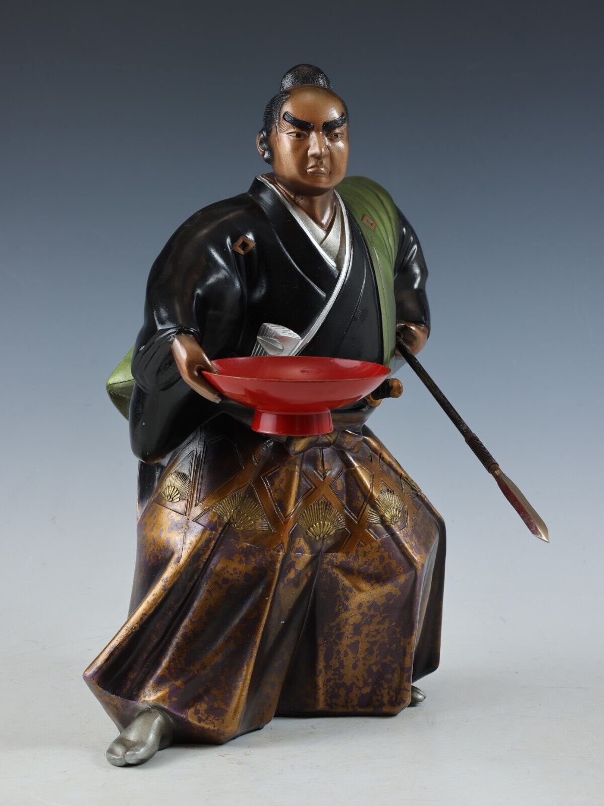 Japanese Vintage Samurai Colored Metal Figure -GREAT SAMURAI Mori Tahei-
