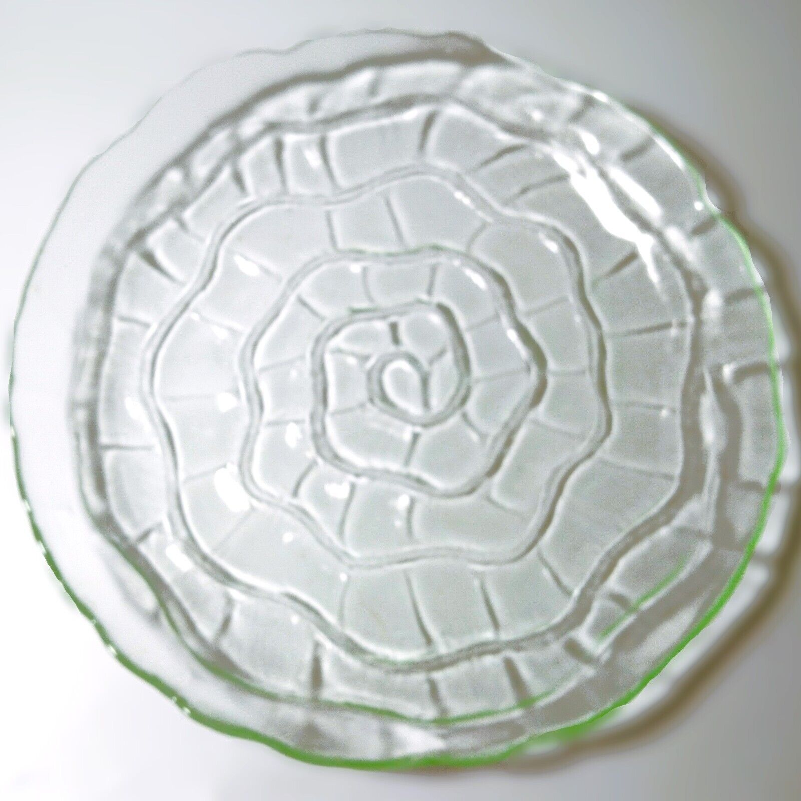 Phoenix Consolidated Green Catalonian Depression Glass 12.5 Cupped Platter Swirl