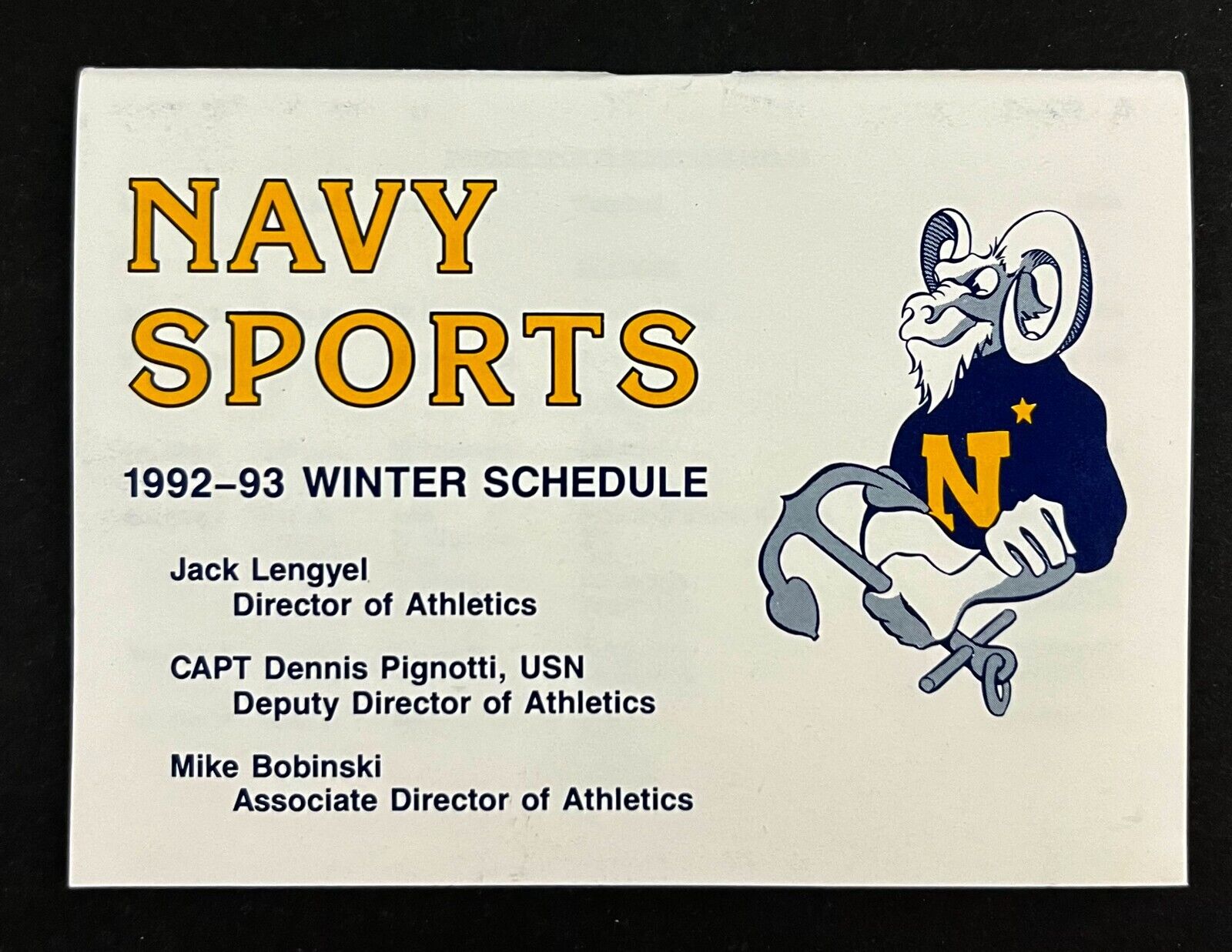 1992-93 US Naval Academy Navy Midshipmen Winter Sports Schedule Vintage Booklet