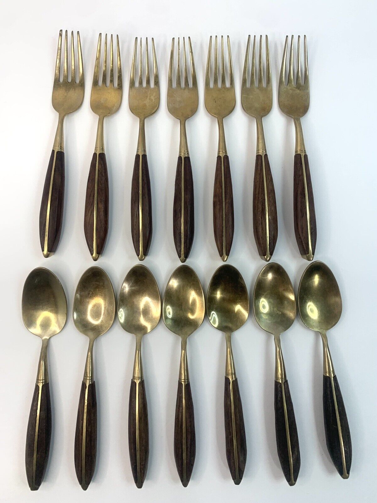 VINTAGE MID CENTURY MODERN MCM DANISH MODERN DINNER (7) FORKS AND (7) Spoons Lot