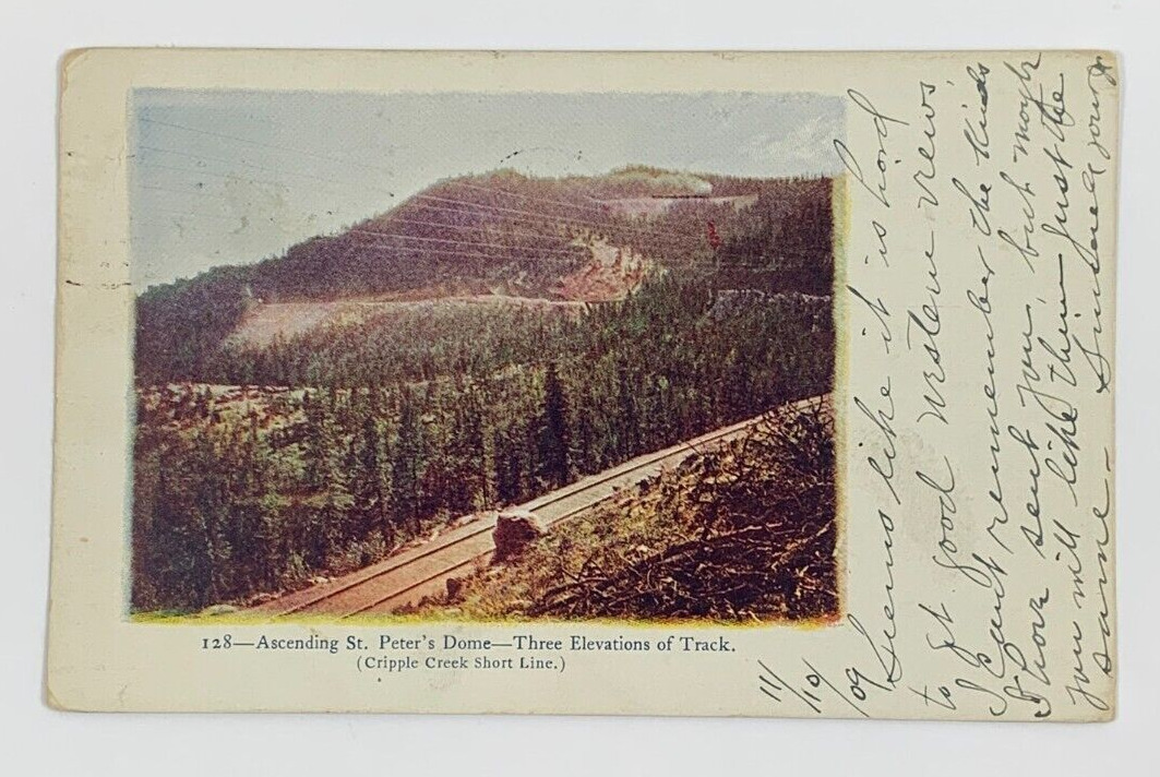 Ascending St Peters Dome Three Elevations of Track Colorado Postcard Posted 1909