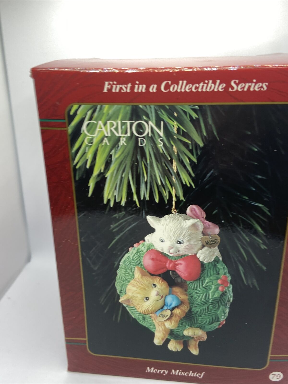 1996 Carlton Cards Merry Mischief Makers Ornament 1st Cats in Wreath First #1