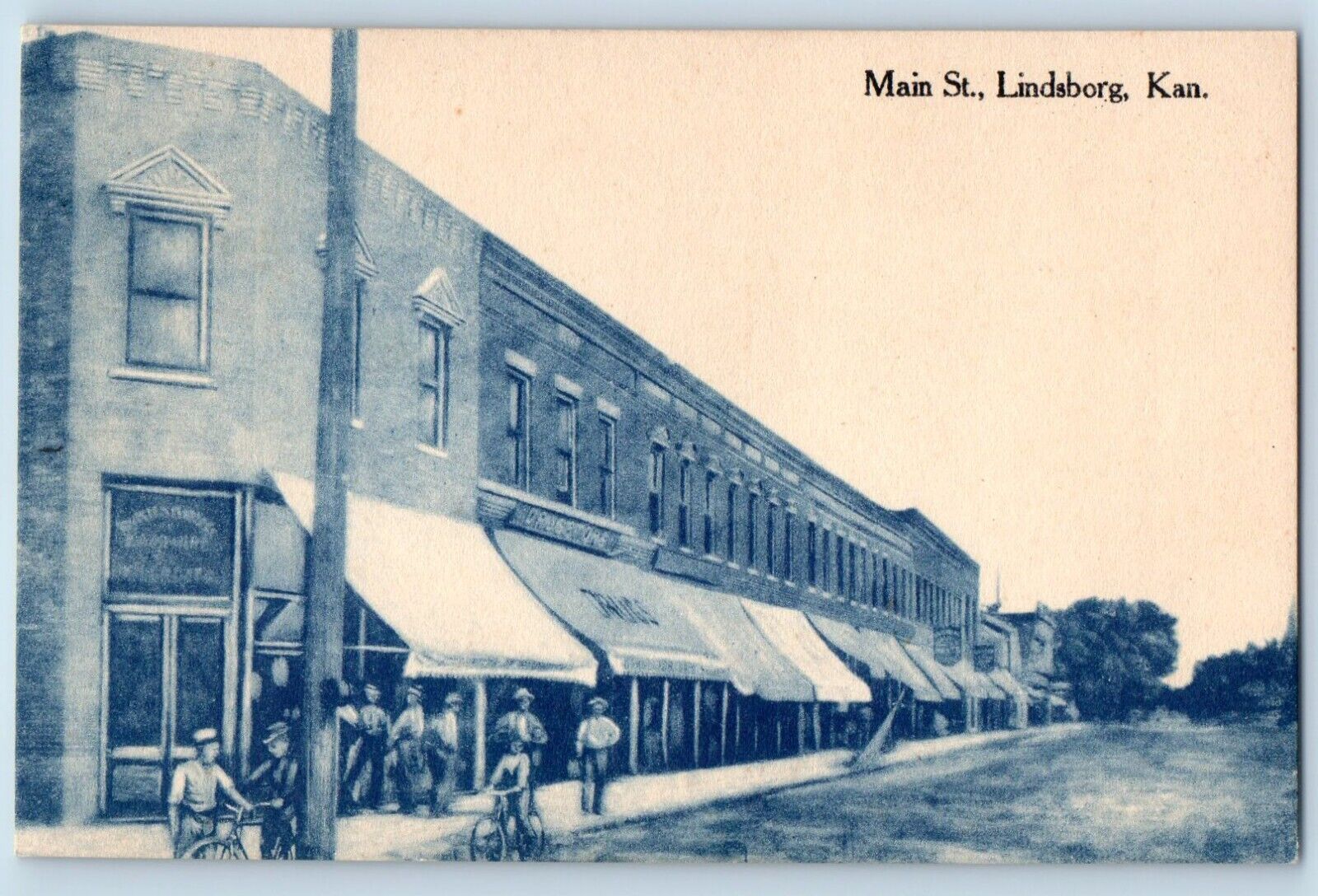 Lindsborg Kansas KS Postcard Main Street Street Drug Store Shops Scenery Vintage