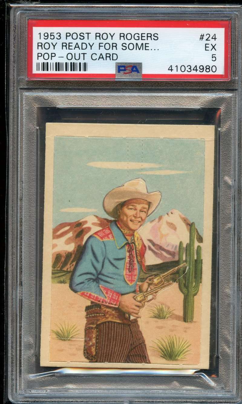 Roy Rogers 1953 Post #24 PSA 5 EX Pop-Out Card Roy Ready For Some Western Sample