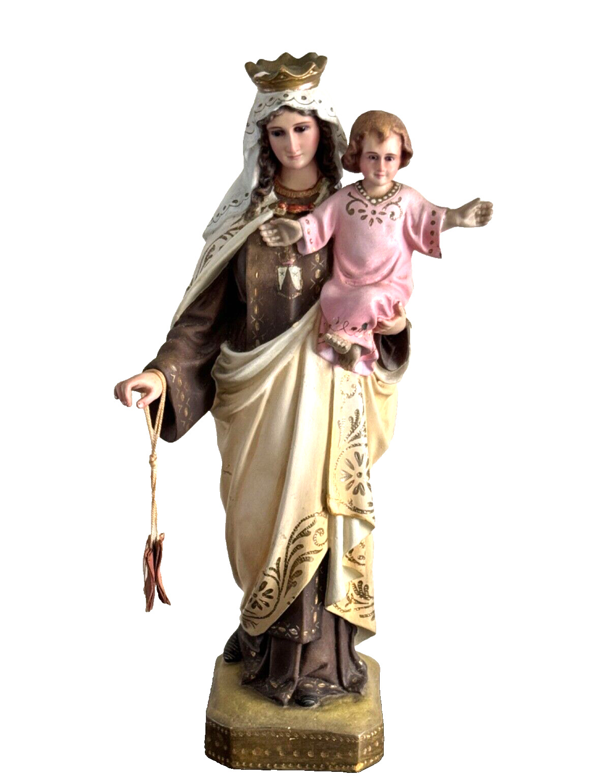 Vintage Catholic Church Virgin Mary and Jesus Statue with Glass Eyes DIMO Spain