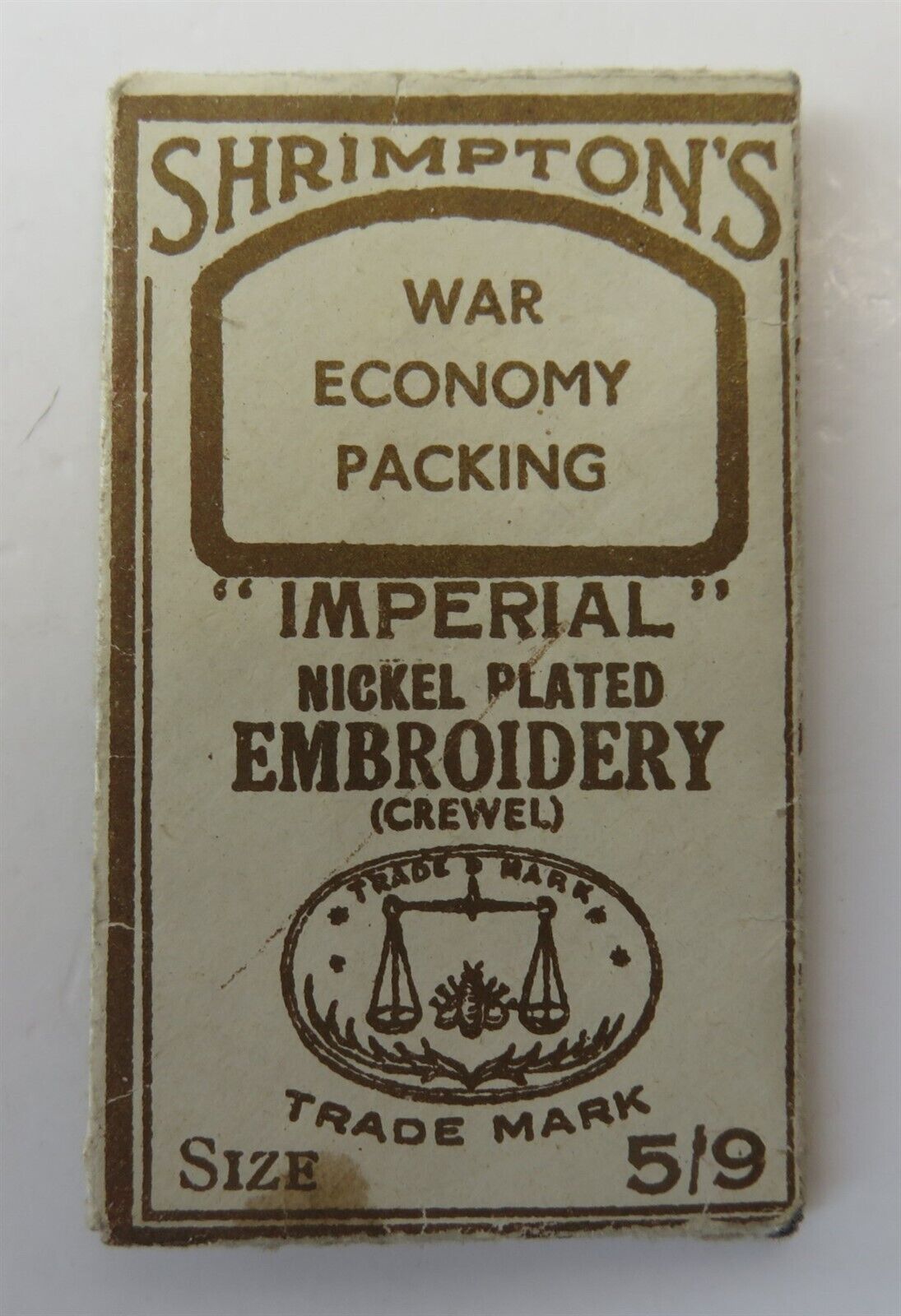 VINTAGE SHRIMPTON'S WAR ECONOMY PACKING IMPERIAL NEEDLE PACK         (INV37551)