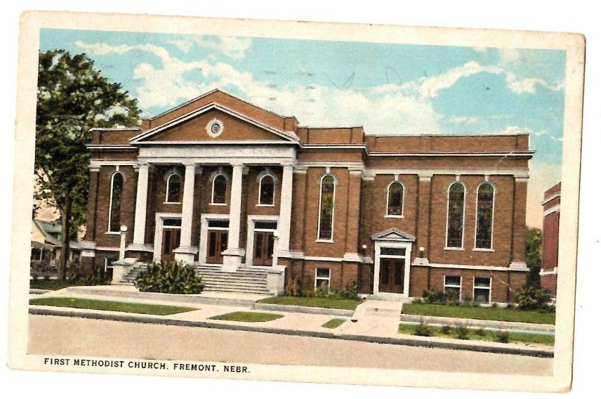 Postcard 1924 First Methodist Church Fremont Nebraska