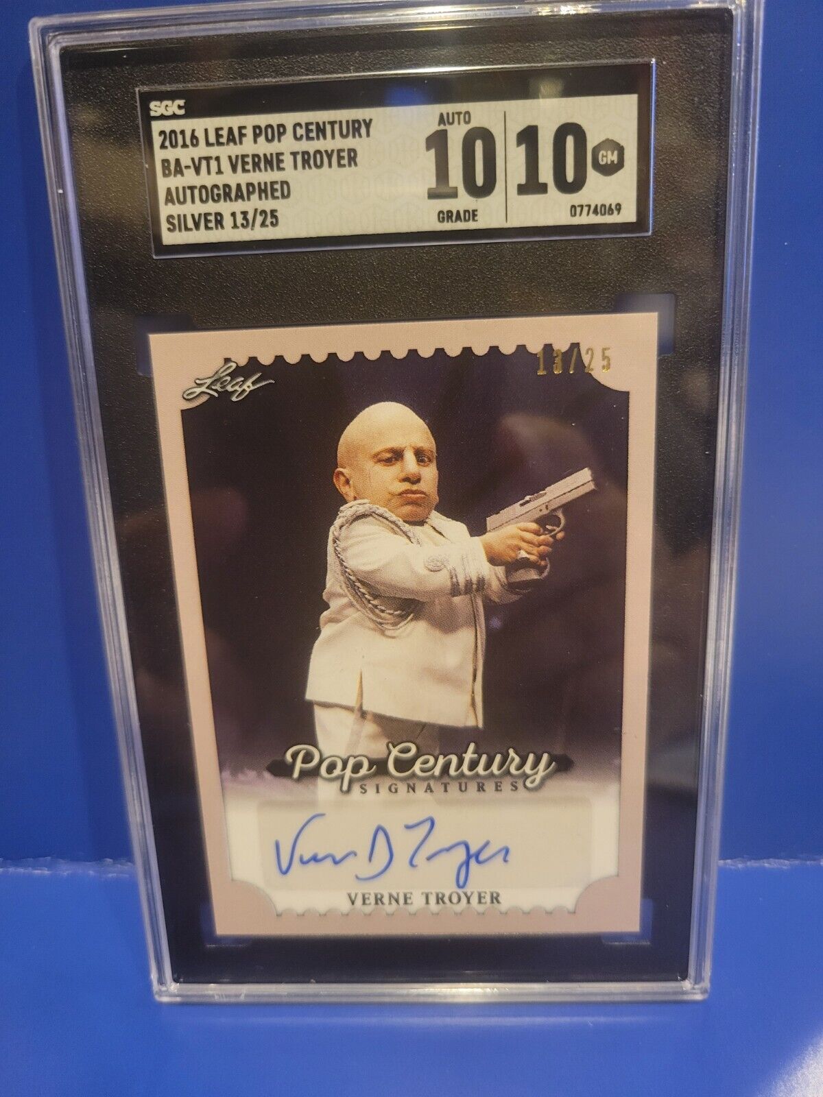 Verne Troyer 2016 Leaf Pop Century  Auto Card #'d 13/25- SGC GRADE 10/10 POP 1