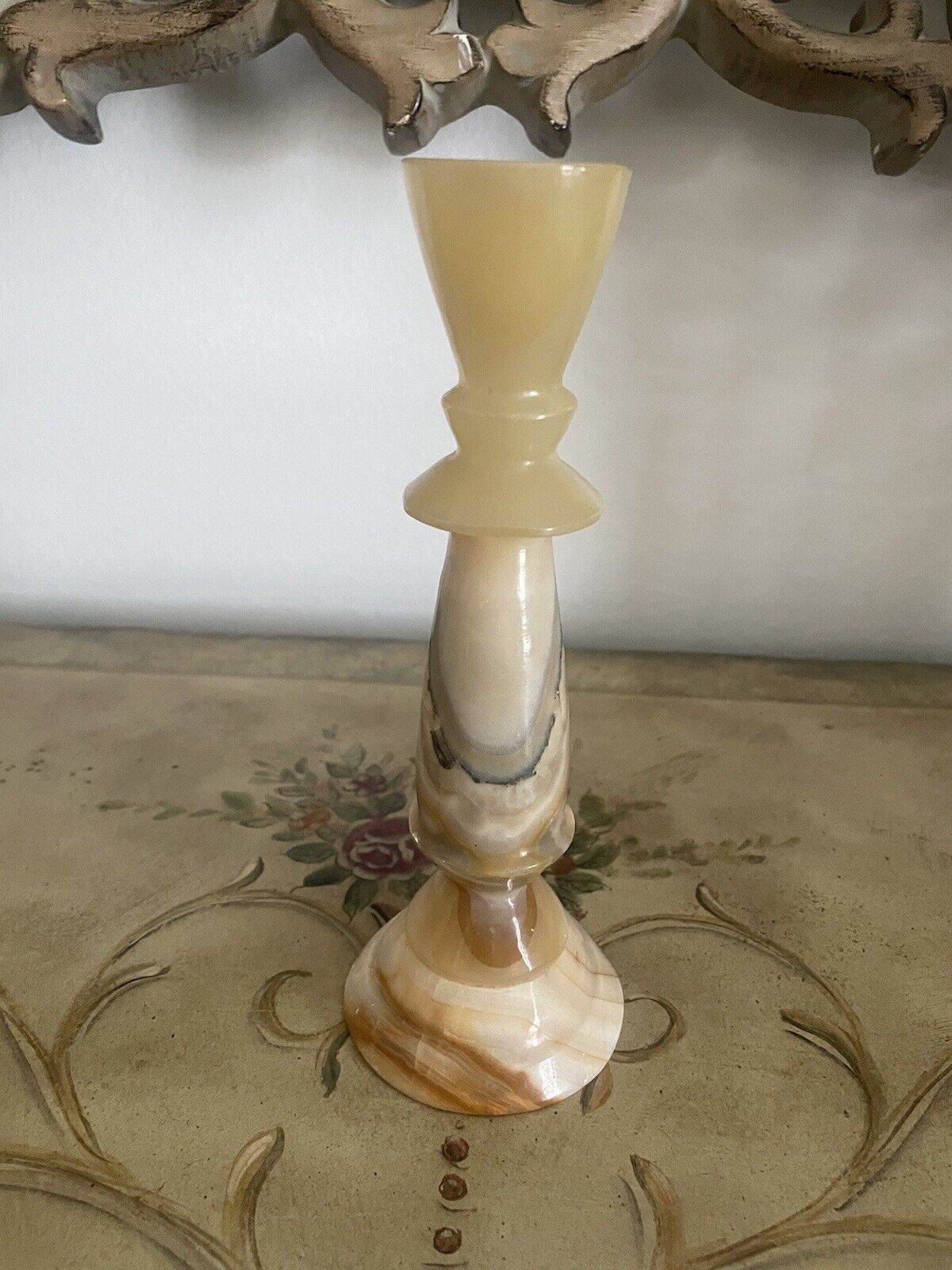Vintage Hand Carved Marble Candlestick Holder