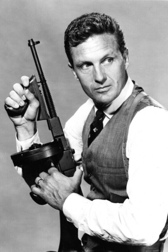 THE UNTOUCHABLES ROBERT STACK AS ELLIOT NESS WITH TOMMY MACHINE GUN 24x36 Poster