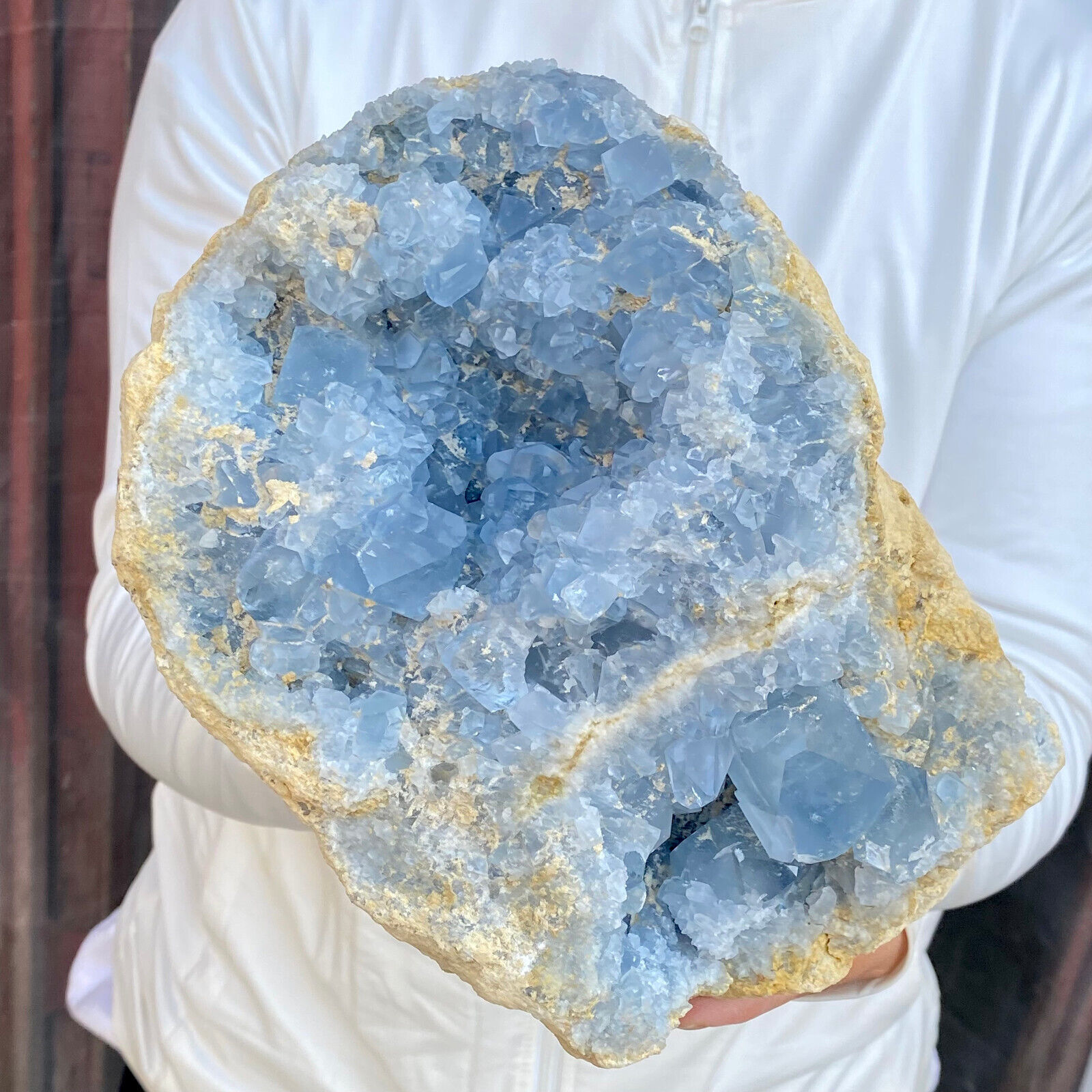 12.5LB Natural Beautiful Blue Celestite Crystal Geode Cave Mineral Specimen