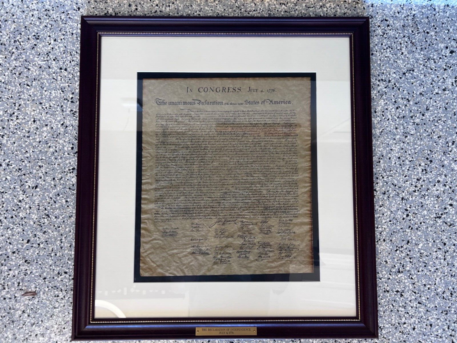 THE EASTON PRESS, FRAMED, MATTED COPY OF DECLARATION OF INDEPENDENCE