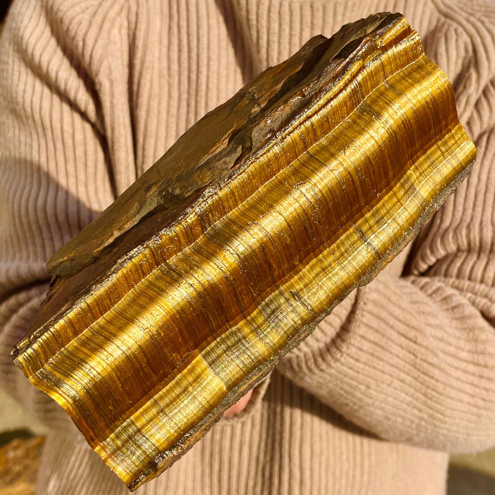 7.16LB Large Golden Tiger'S Eye Rock Quartz Crystal Mineral Specimen Metaphysics