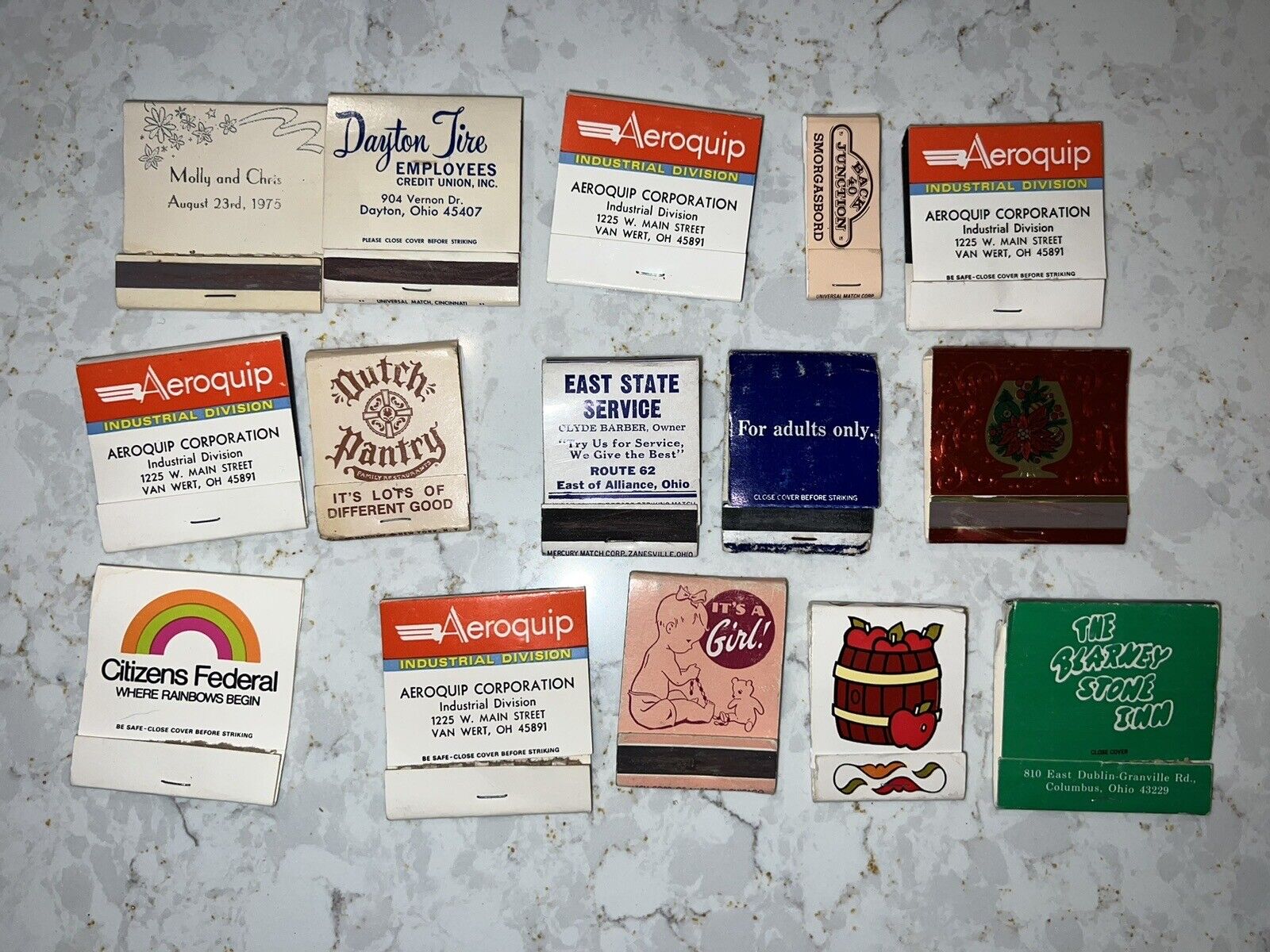 Super Fun Lot 15 Mixed Vintage Matchbook 1930s - 70s Variety Flat Match Covers