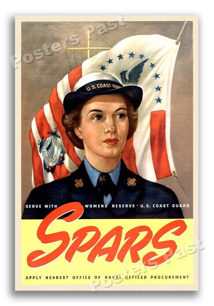 1940s “Serve with the SPARS” WWII Historic Coast Guard War Poster - 16x24