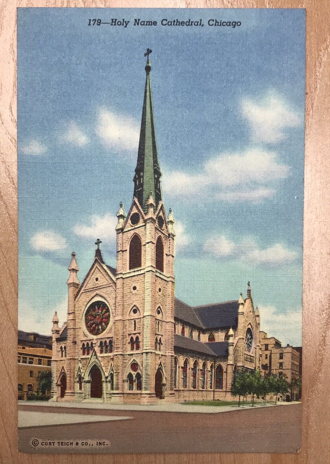 Vintage 1930's Holy Name Cathedral, Chicago Illinois IL Postcard Linen Antique