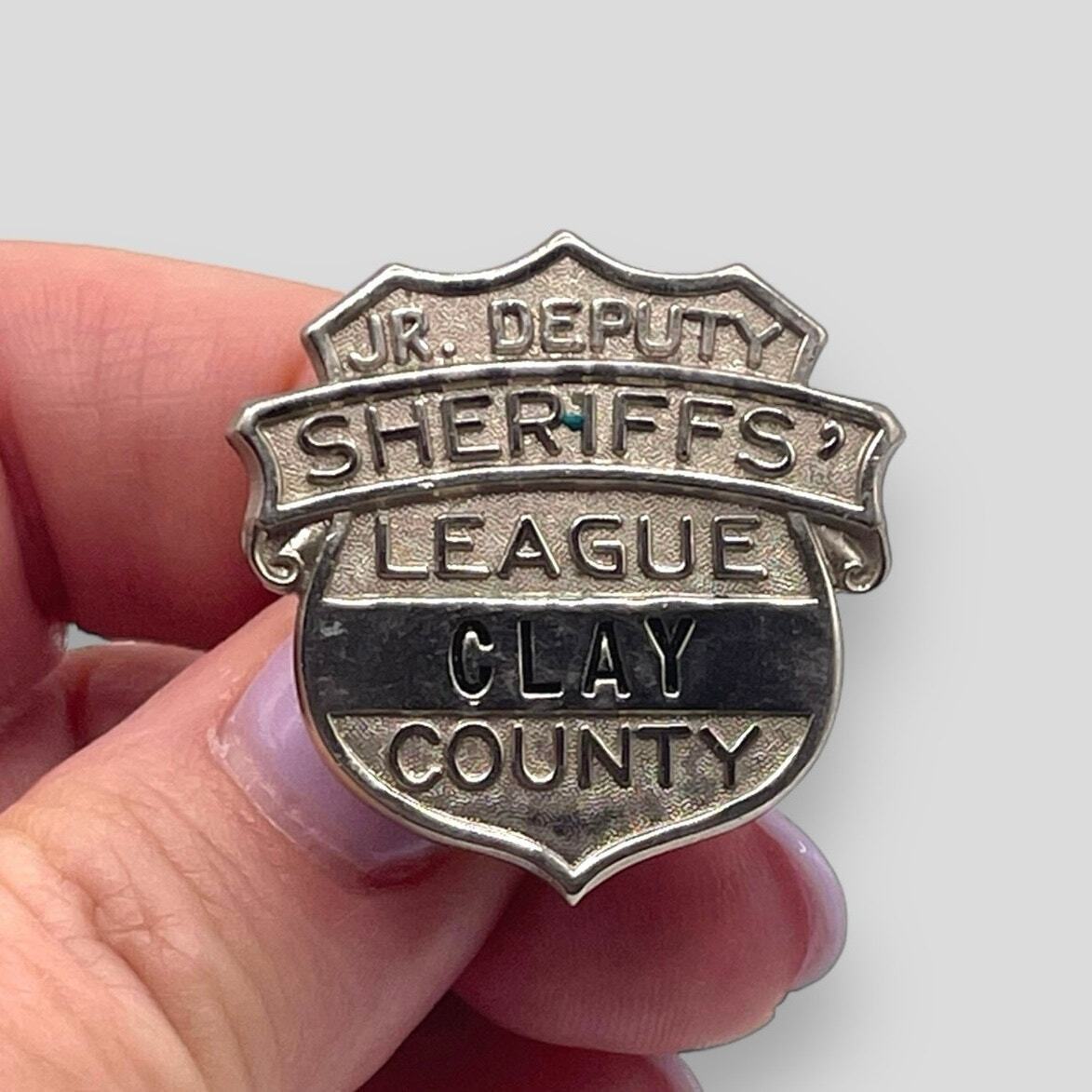 1960s Vintage JR. Deputy Sheriffs' League CLAY County Metal Badge Pin