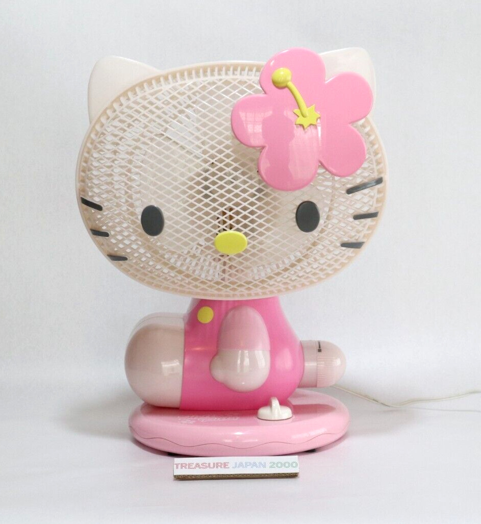 Vintage Sanrio Hello Kitty Electric Fan Pink Hibiscus 2005 Rare Japan w/Box Mint