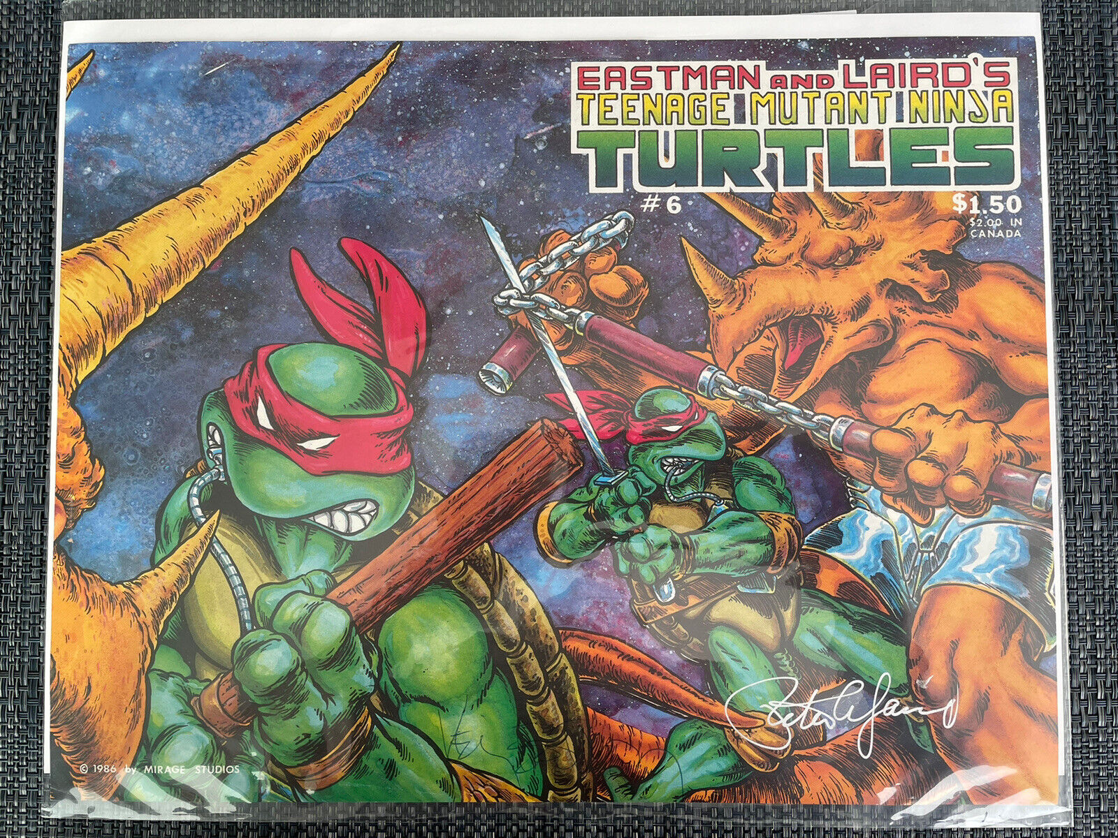 Teenage Mutant Ninja Turtles 6 Full Page Cover Signed Peter Laird & KevinEastman