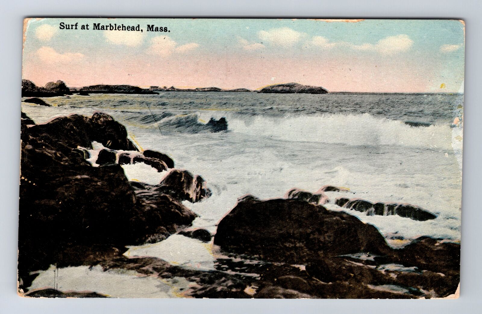 Marblehead MA-Massachusetts, Surf Scenic Greetings, Vintage c1917 Postcard