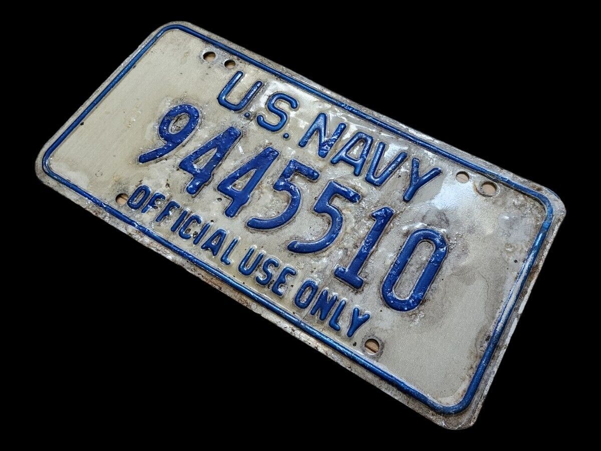 Authentic 1960s US Navy License Plate Vietnam War Military Vehicle American Navy