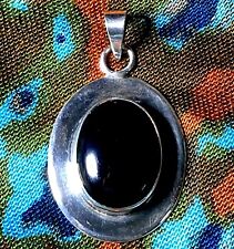 Large Onyx Pendant Stamped ATI MEXICO Vintage Mexican Silver | All Seeing Eye picture