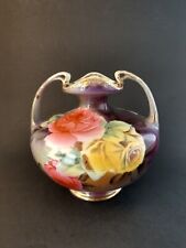 ATQ Double Handled Vase Victorian Roses Style of Nippon Gold Gild Ceramic Unmark picture