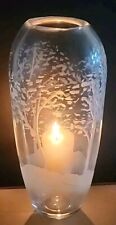 Beatiful  Stunning Vtg. Heisey Orchid Glass Etched/Engraved Large 10.5”  Vase.  picture