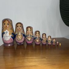 10 Pc Set of Matryoshka Handpainted Wooden Nesting Dolls Cat Lady 8