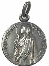 Vintage Catholic St Philomene, St Vianney Cure  Petite Silver Tone Medal picture