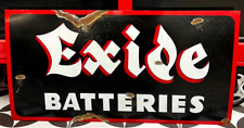 Vintage Style EXIDE BATTERIES Oil Gas Station Car Truck Hand Painted Rusted Sign picture