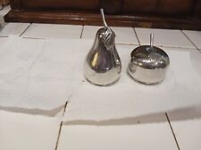 Vintage LENOX Kirk Stieff web pewter apple and pear salt and pepper shaker set picture