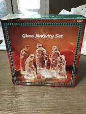 Vintage Crystalline Glass Nativity Set Of 6 Silent Night Collection in a box. picture