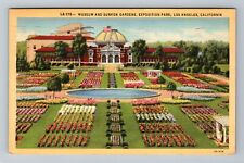 Los Angeles CA-California, Museum & Sunken Gardens, c1945, Vintage Postcard picture