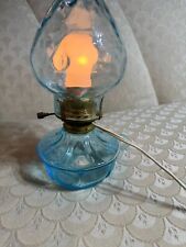 Fostoria Glass Blue Coin Glass Electrified Finger Lamp picture