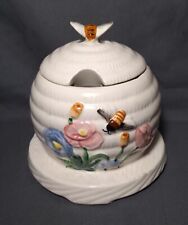 Vintage Beehive Honey Pot Sugar Bowl Jar Bumblebee Bee  picture