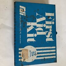 Vintage First Aid Kit Metal Box Republic Distributors RDI 25 Blue White picture