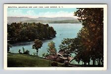 Lake George NY- New York, Beautiful Mountain And Lake View, Vintage Postcard picture