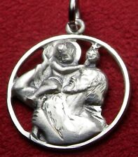Carmelite Nun's BEAUTIFUL Vintage Sterling Silver Saint Christopher Rosary Medal picture