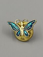 Small Light Blue & Gold Colored Butterfly Vintage Lapel Hat Pin picture