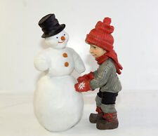 Vintage Candy Design Norway Boy Building Snowman Winter Christmas Figurine picture