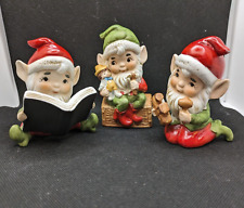 Vintage Set of 3 Homco Christmas Toymaker Elves Pixies Figurines #5406 picture