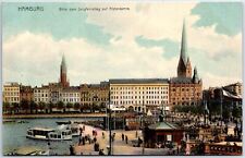 VINTAGE POSTCARD VIEW OF THE PROMENADE IN HAMBURG GERMANY c. 1907-1910 picture