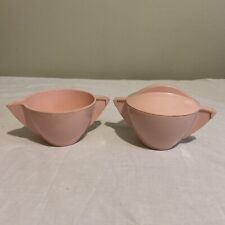 Vintage Mallo-Ware Pink #42 Sugar Bowl With Lid and #40 Creamer EUC picture