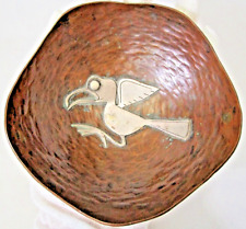G LAFFI EARLY COPPER BOWL W/STERLING SILVER BIRD DECORATION PERU ARTIST picture